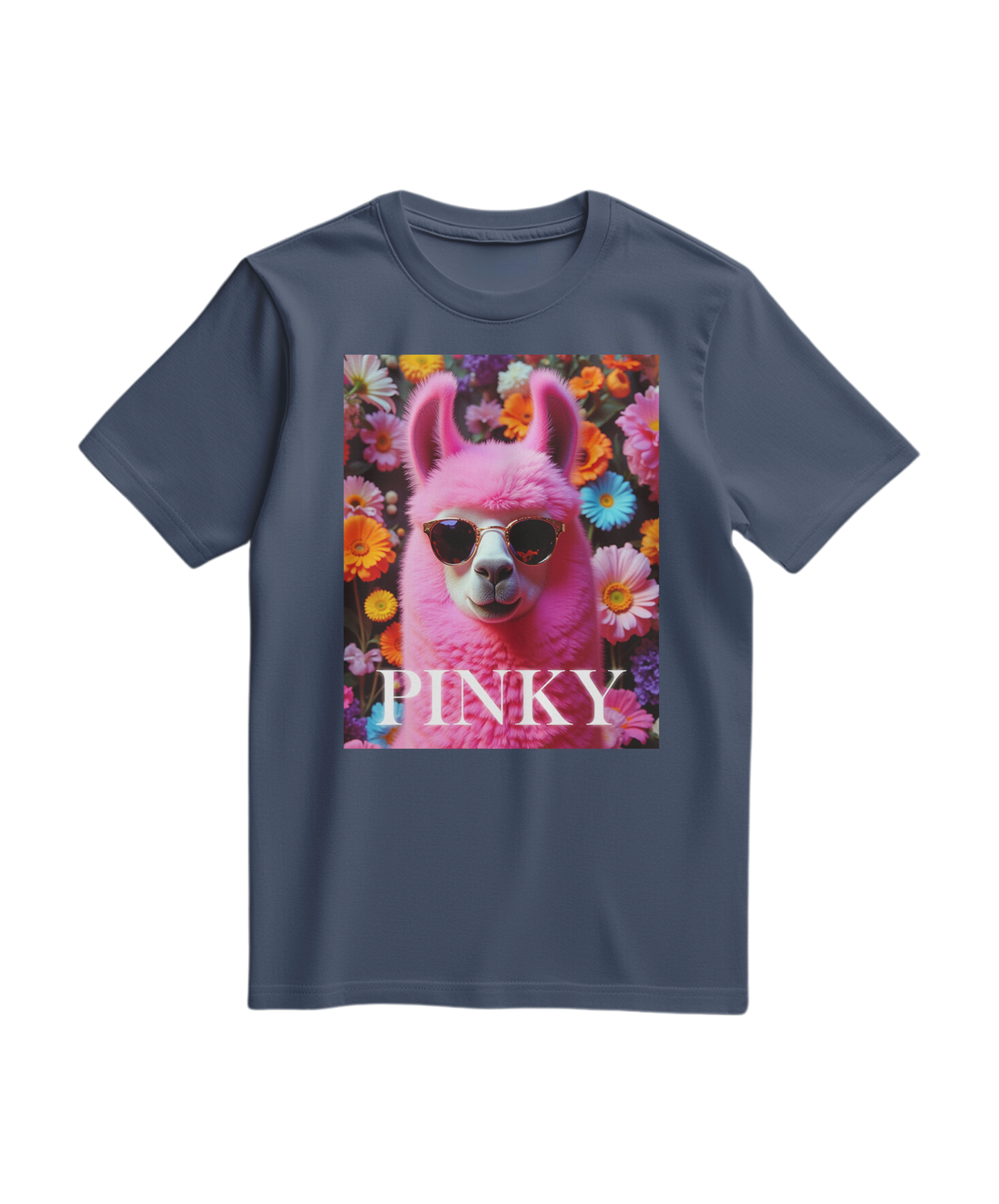 Camiseta rosa Llama Studio da Camalestore, com estampa de lhamas, vista frontal, tecido leve e confortável.
