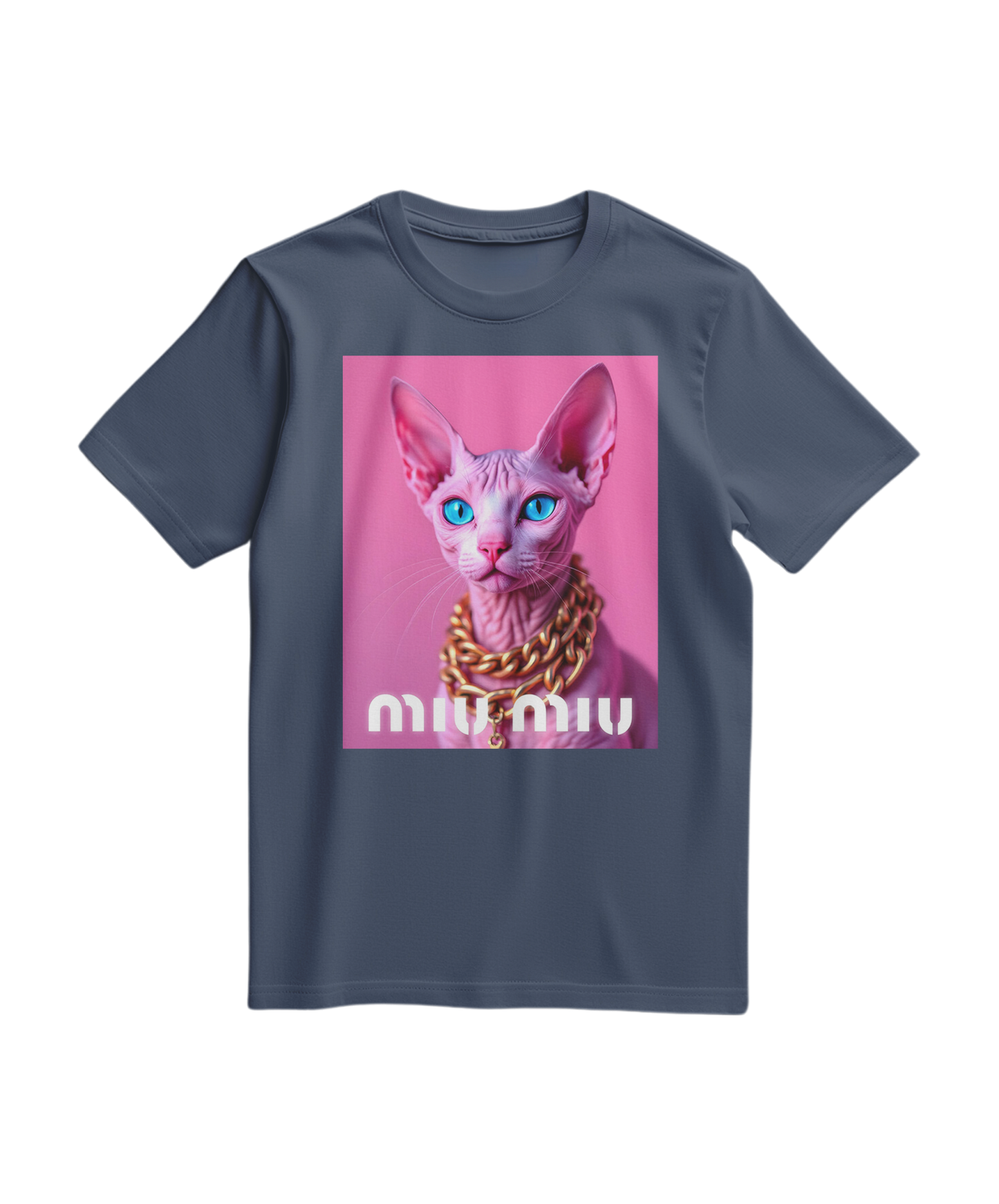 Camiseta rosa com detalhes dourados e estampa de esfinge, estilo casual, da marca Camalestore.