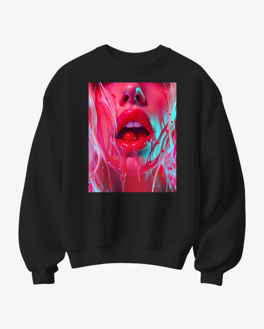 Sweatshirt Cherry Gloss da Camalestore, com estampa de cereja, tecido confortável e design casual para uso diário.