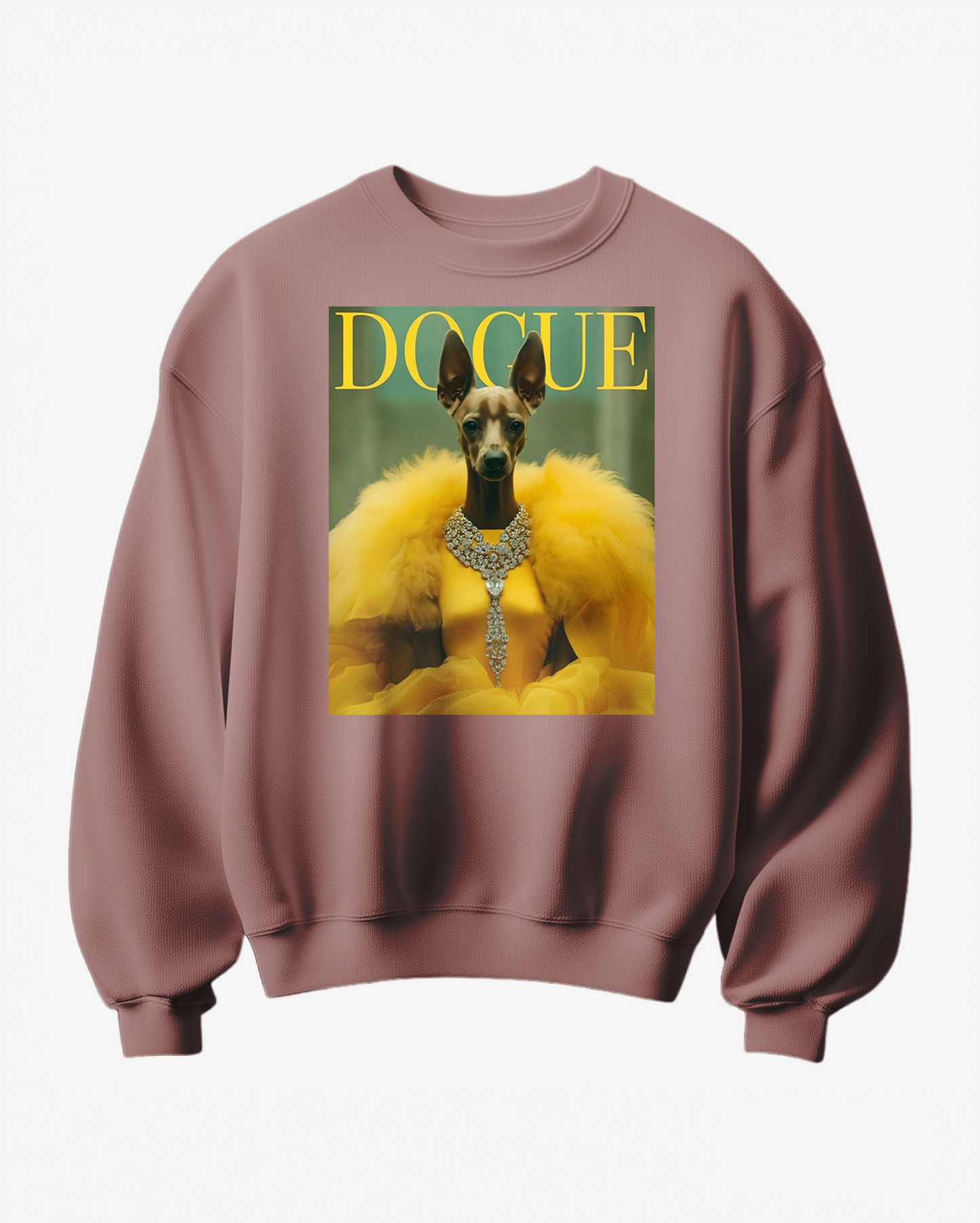 Sweatshirt amarelo Dogue Edition da Camalestore, veste confortável para cães, com design estilo casual e tecido macio.