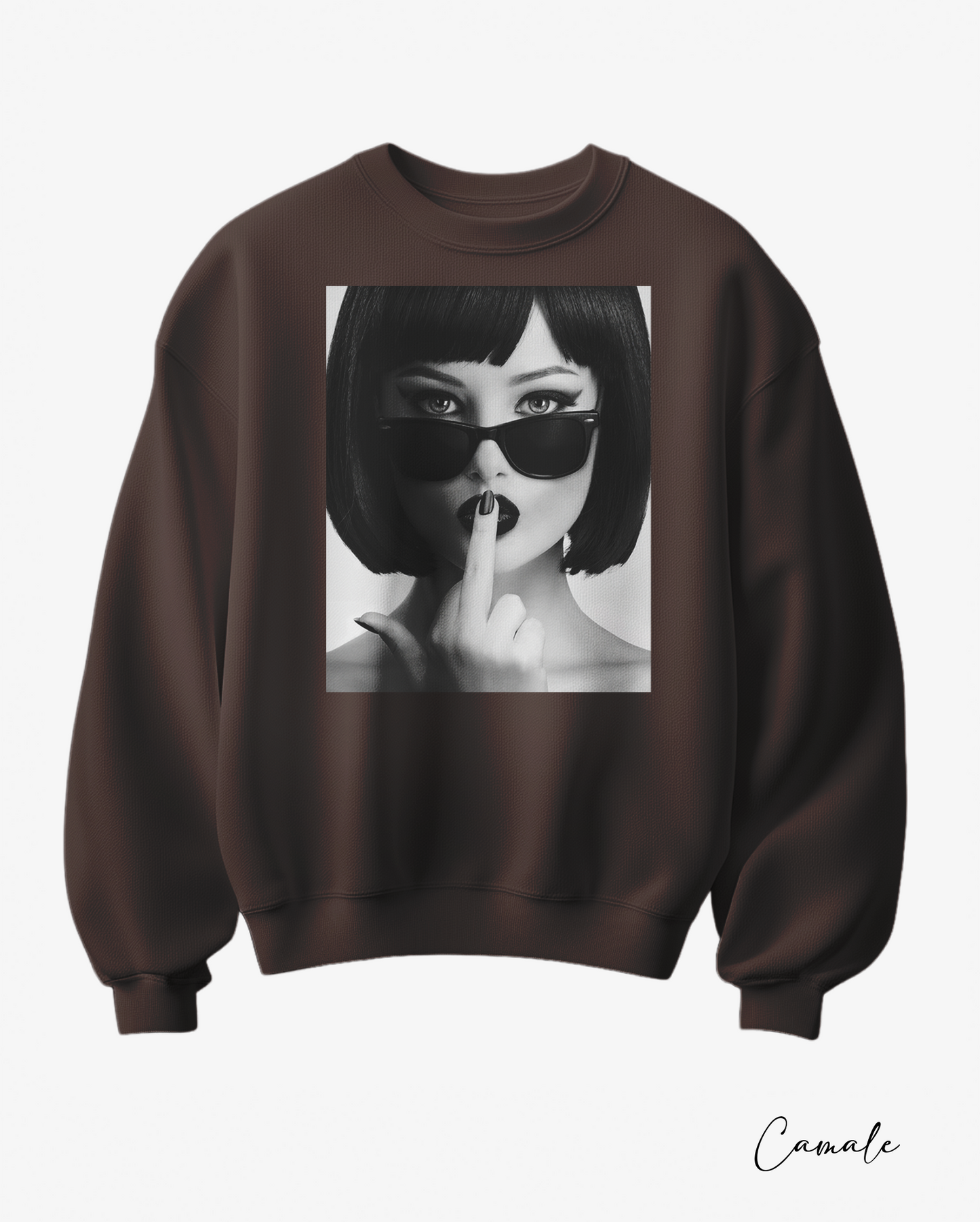 Sweatshirt Kiss My Midle - Camale