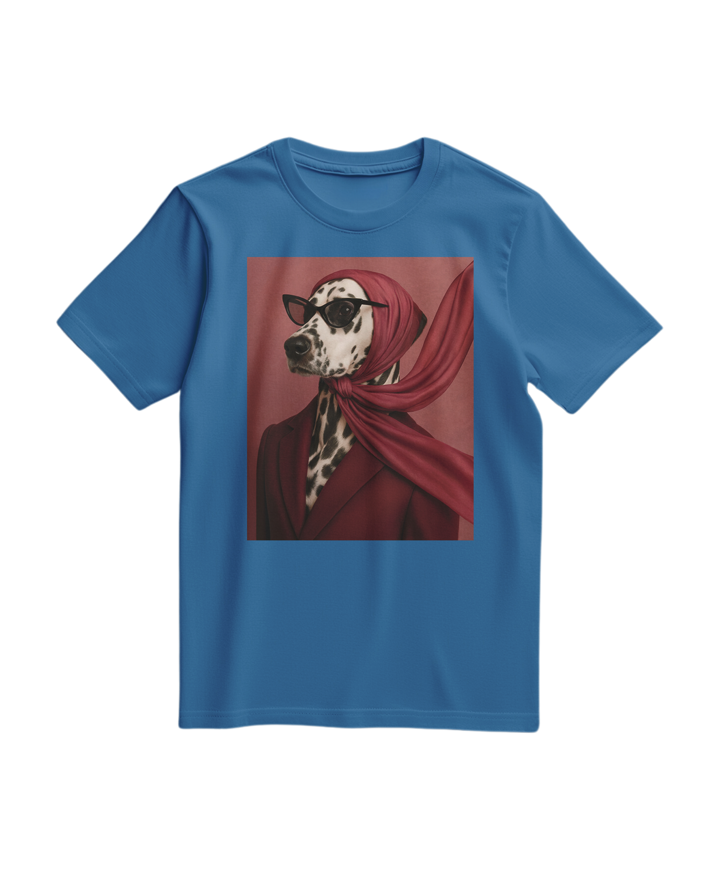 Camiseta azul royal Spot Luxe da Camalestore, vista frontal mostrando o design de pontos e tecido leve.