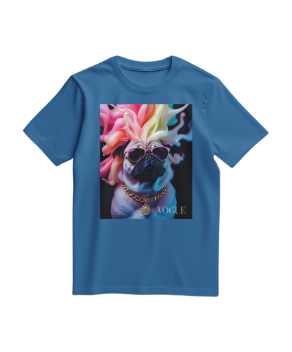 Camiseta Pug Chromatic Elite da Camalestore em azul royal claro, com estampa de pug e design moderno.