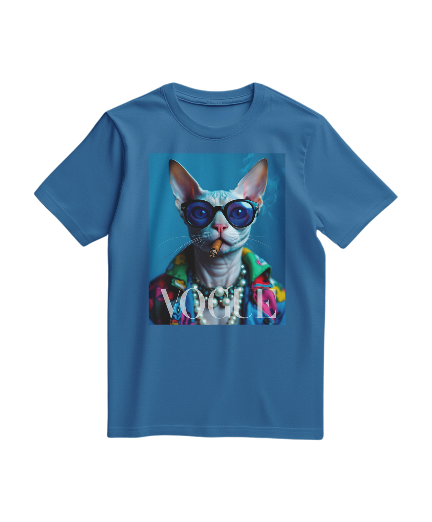 Camiseta Neo-Sphynx Studio azul claro, estilo casual com design moderno, feita pela Camalestore.