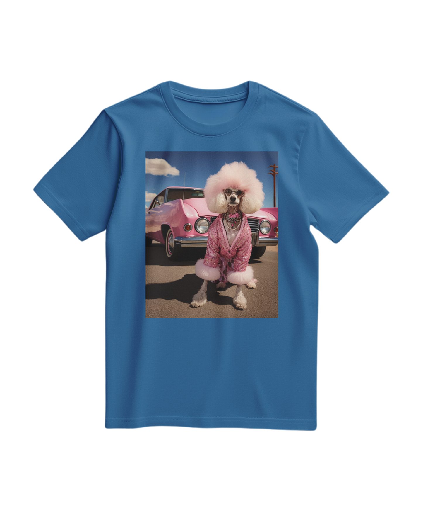 Camiseta Dream Ride da Camalestore em azul royal claro, com design gráfico na frente, tecido de algodão confortável.