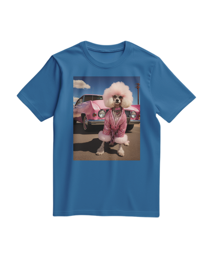 Camiseta Dream Ride da Camalestore em azul royal claro, com design gráfico na frente, tecido de algodão confortável.
