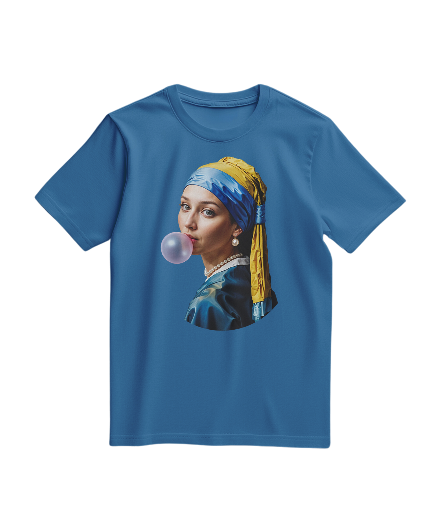 Camalestore T-shirt Pearl Bubble azul royal claro, camiseta de algodão com detalhes em bolhas e estilo casual.