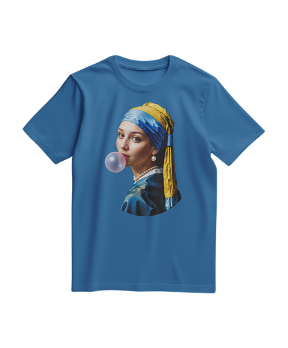 Camalestore T-shirt Pearl Bubble azul royal claro, camiseta de algodão com detalhes em bolhas e estilo casual.