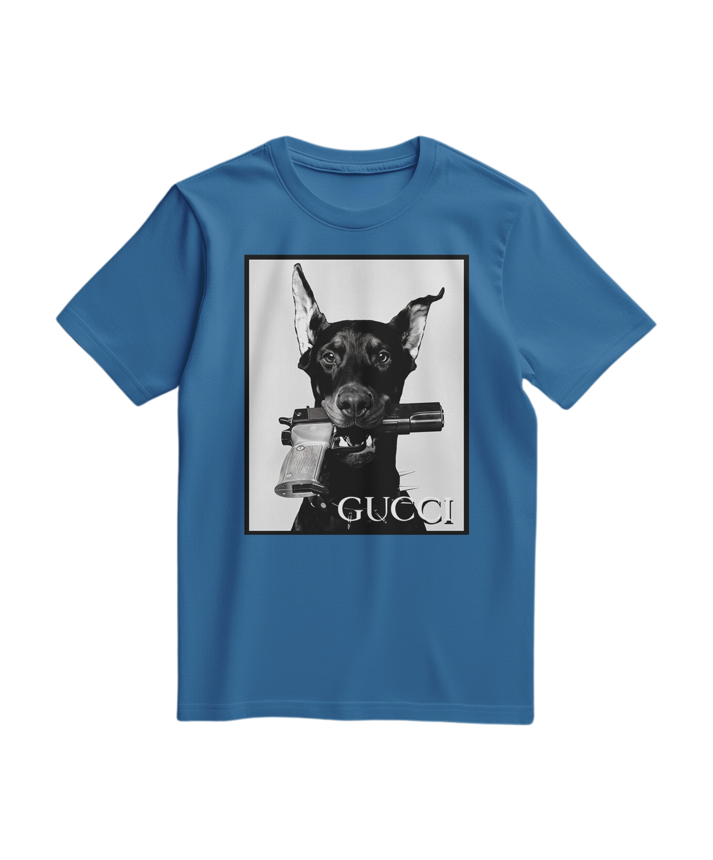 Camiseta azul royal com estampa de cachorro da marca Camalestore, camiseta casual de algodão para pets ou fãs de cães.