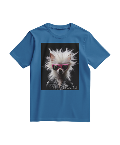 Camiseta Rebel Fur da Camalestore em azul royal claro, com design moderno e confortável, vista frontal da peça.