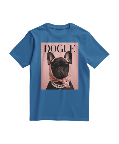 Camiseta T-shirt The Frenchie Muse azul royal claro, estilo casual, feita pela marca Camalestore, com design moderno.