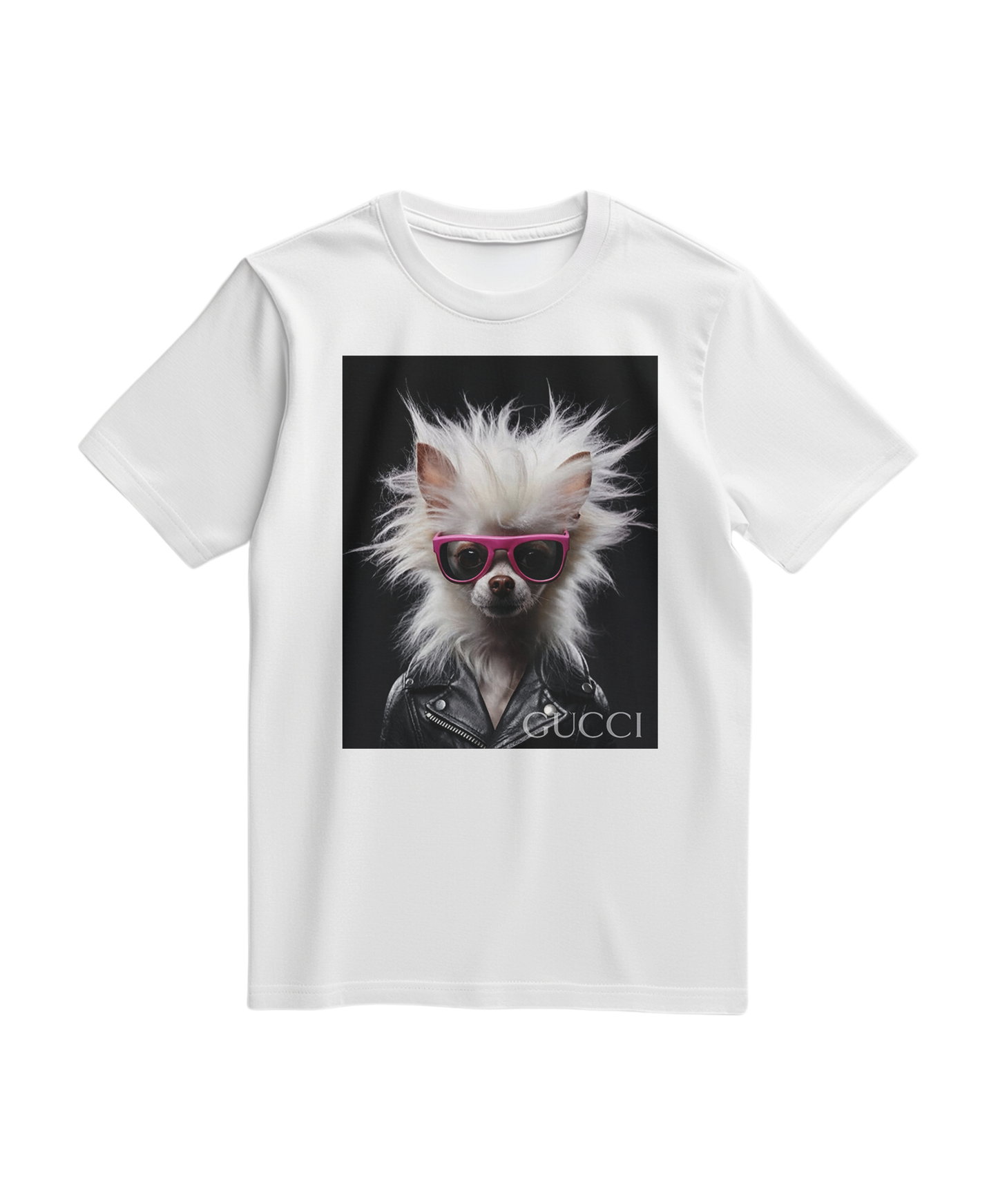Camalestore T-shirt Rebel Fur branca, de algodão, com estampa moderna e confortável, vestuário casual para o dia a dia.