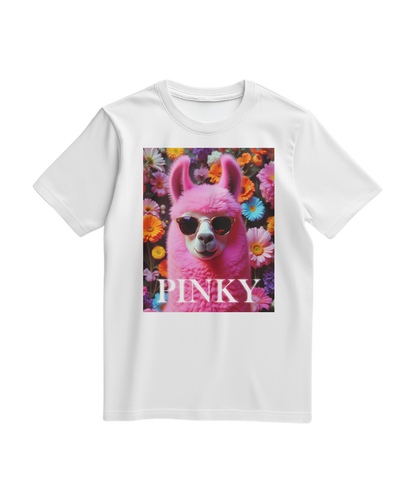 Camiseta rosa Llama Studio da Camalestore com estampa de lhama, tecido confortável e estilo casual.