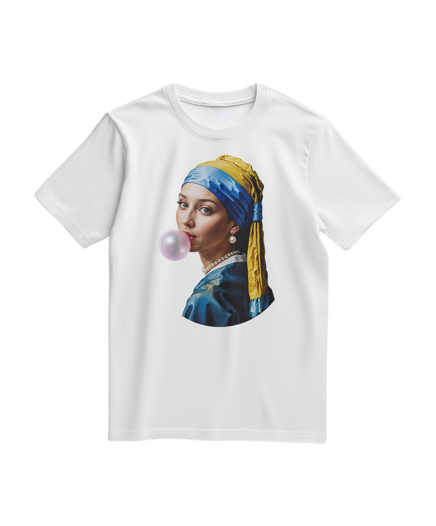 T-shirt branca Pearl Bubble da Camalestore, com estampa moderna e tecido confortável, exibida na imagem.