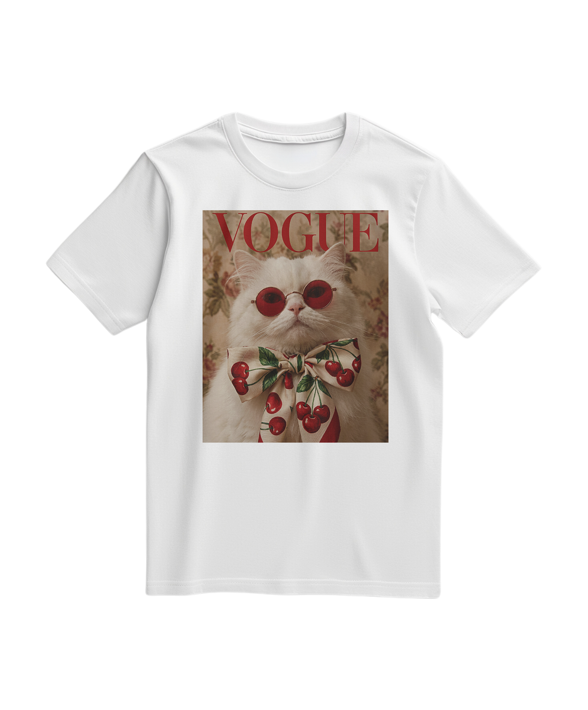 Camiseta Velvet Cherry da Camalestore, estilo casual com estampa de cereja, em tecido confortável branco.