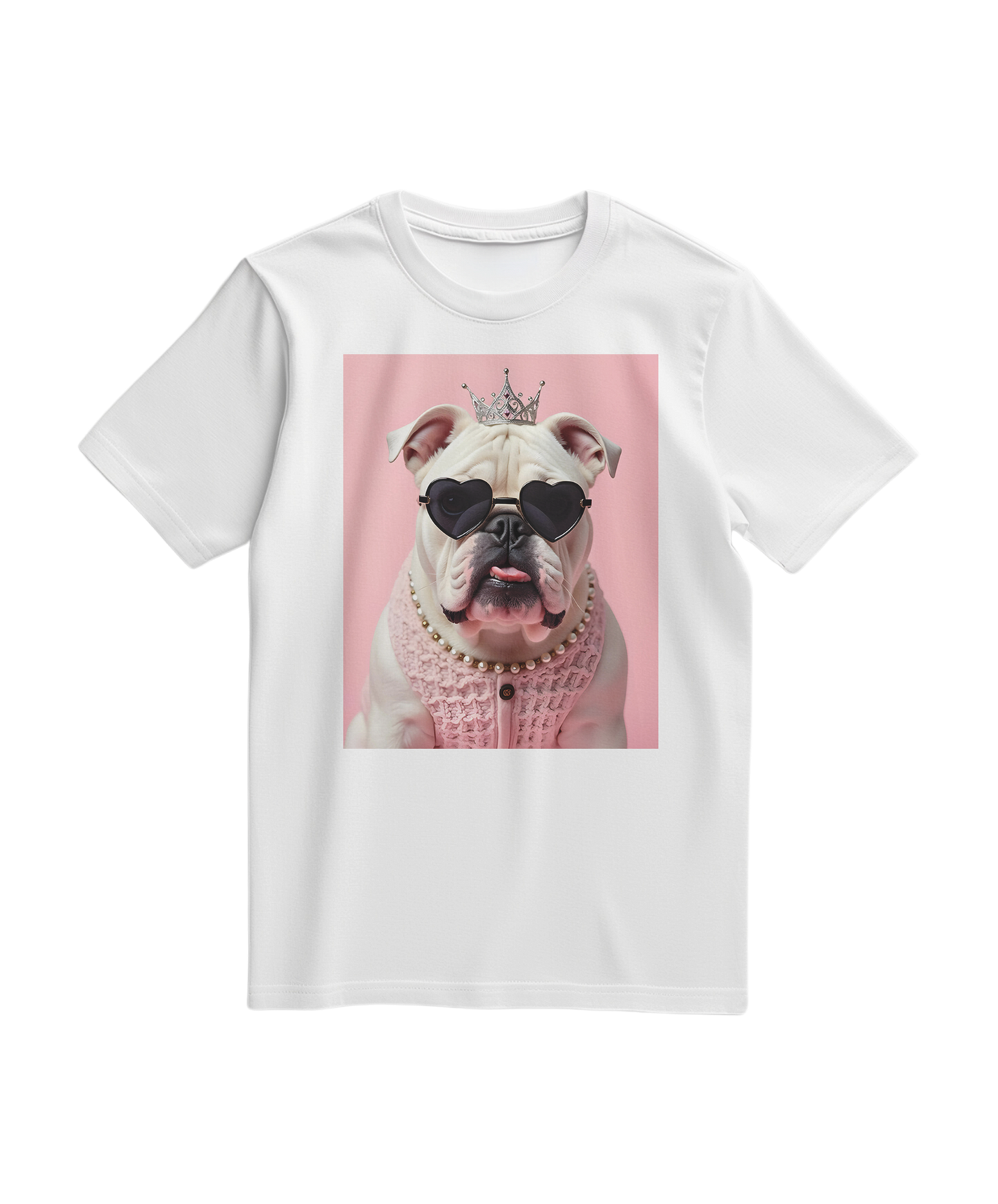 Camalestore T-shirt Diva Dog Elite branca, t-shirt de algodão com estampa de cachorro elegante e confortável.
