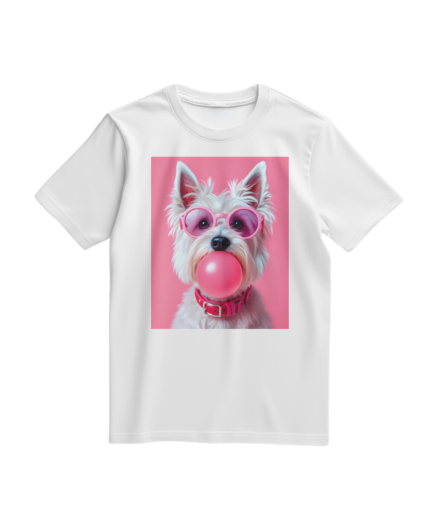 Camiseta Bubble Terrier branca da Camalestore, com estampa de cachorro na frente, confeccionada em algodão confortável.