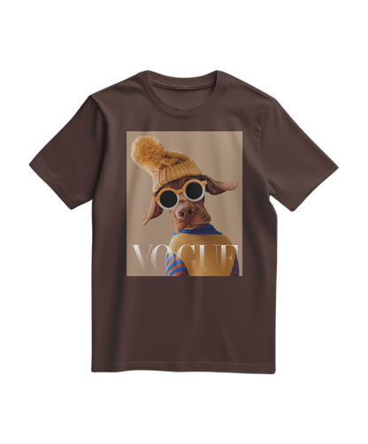 Camiseta Crimson Aviator da Camalestore, T-shirt casual marrom com detalhe de aviador, vista frontal.