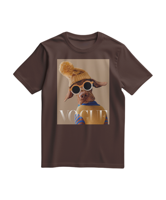 Camiseta Crimson Aviator da Camalestore, T-shirt casual marrom com detalhe de aviador, vista frontal.