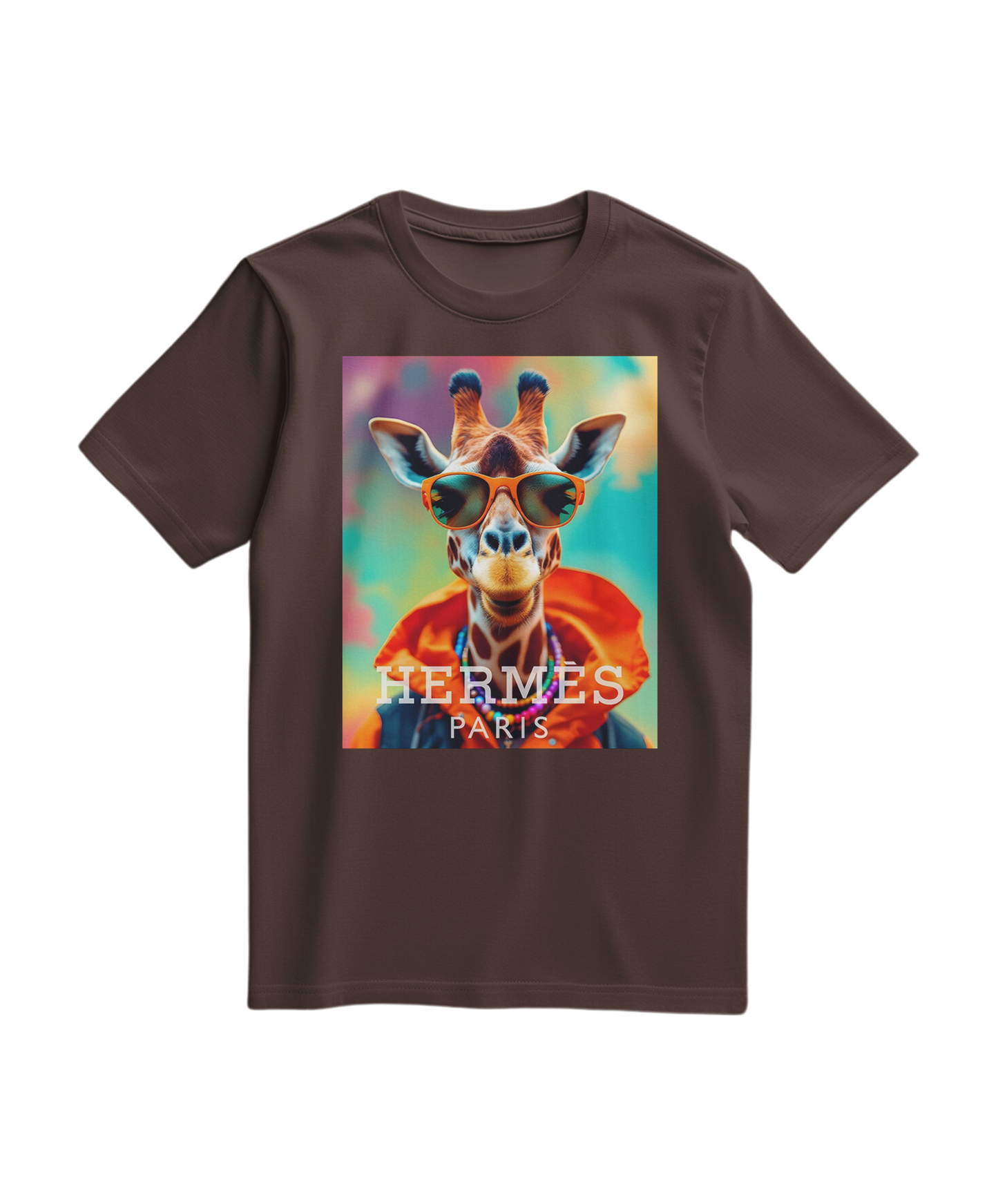 Camiseta laranja Safari Elite da Camalestore, estilo casual, com design de safari, exibida em fundo neutro.