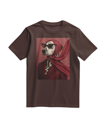 Camalestore T-shirt Spot Luxe marrom com estampa de pontos, tecido confortável e modelo casual para uso diário.