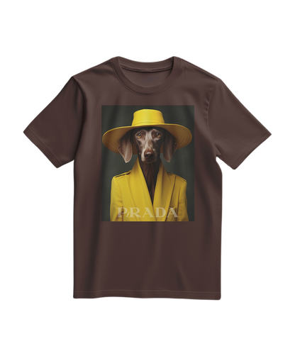 Camiseta amarela Wei da Camalestore, vista frontal, feita de tecido leve, com design simples e confortável.