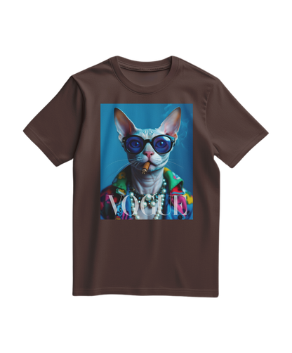 Camiseta Neo-Sphynx Studio da Camalestore, t-shirt marrom com design exclusivo, vista frontal com detalhes visíveis.