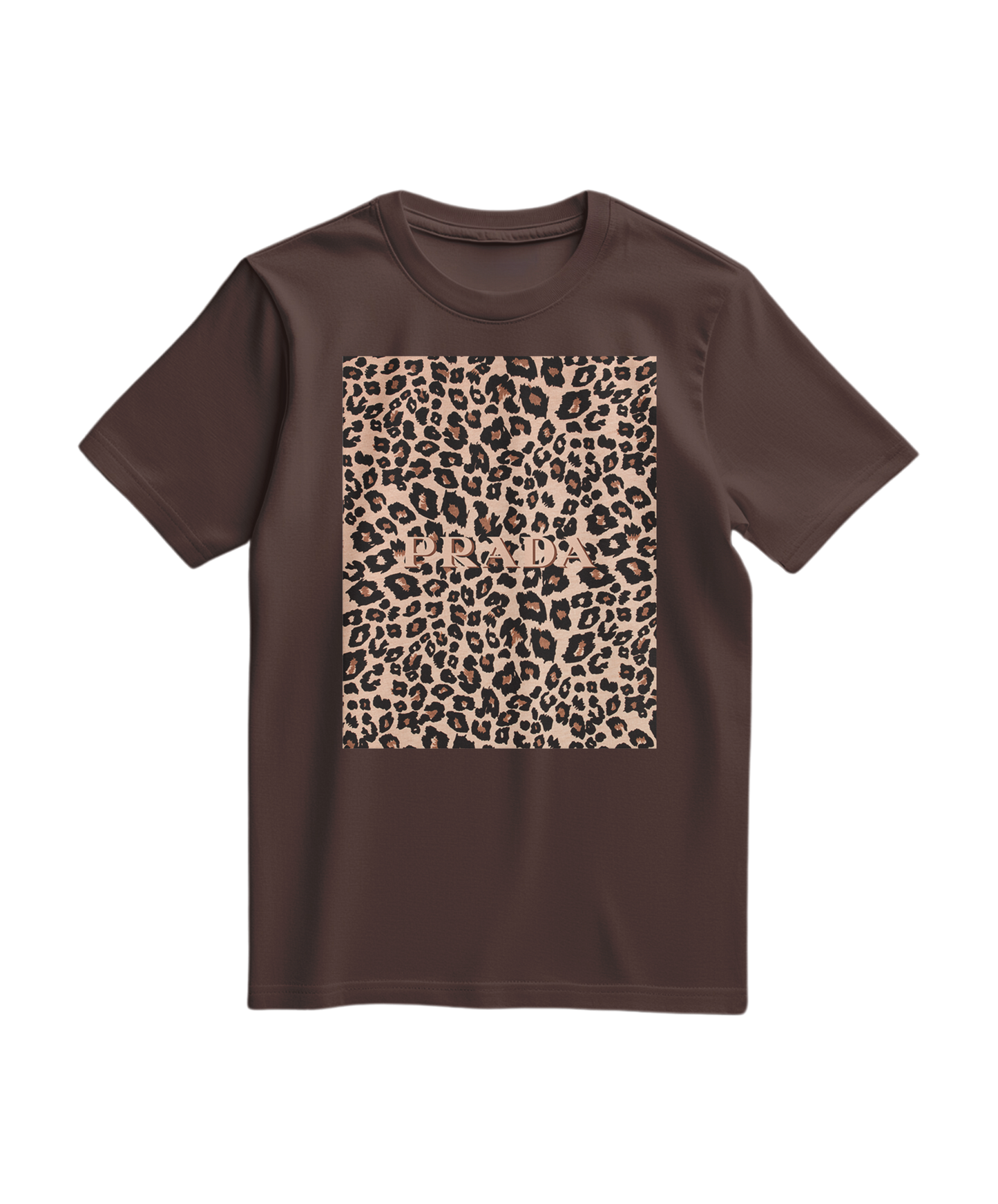 Camalestore T-shirt Leopard Blush, camiseta casual com estampa de leopardo em tom blush, vista frontal sobre fundo neutro.
