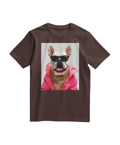 Camiseta Bulldog Azure Pop da Camalestore, com estampa de cachorro bulldog azul, em tecido confortável e casual.
