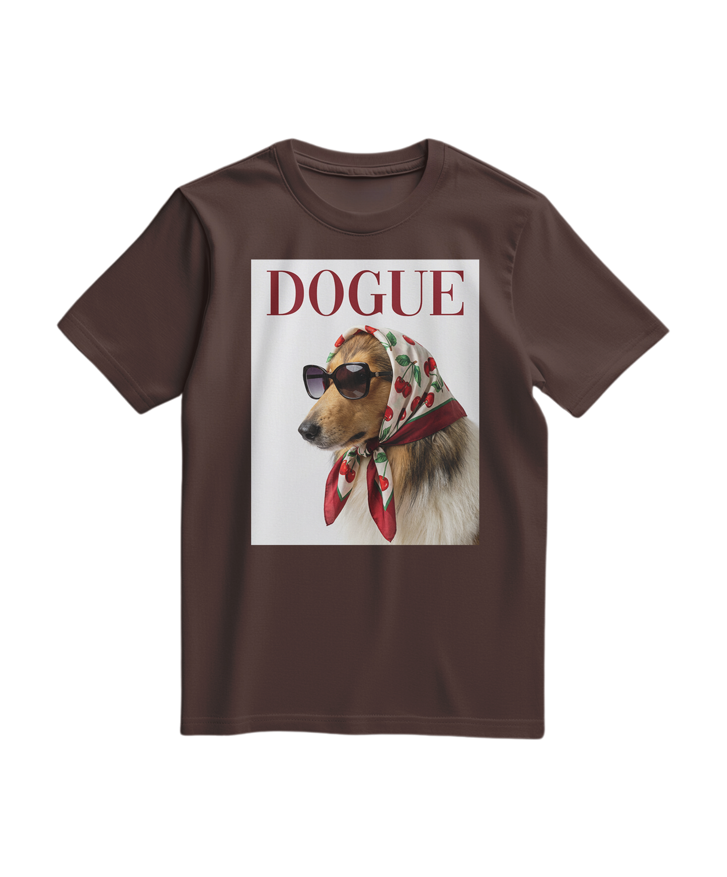 T-shirt vintage Dogue Muse em tom castanho, com estampa de cão, feita pela marca Camalestore.