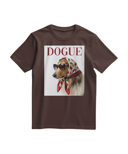 T-shirt vintage Dogue Muse em tom castanho, com estampa de cão, feita pela marca Camalestore.