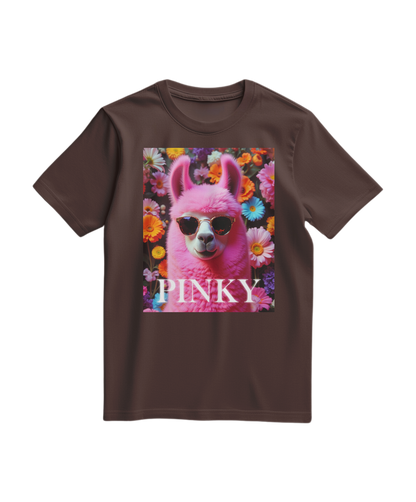 Camalestore camiseta rosa com estampa de lhama, tecido leve e confortável, modelo casual para uso diário.