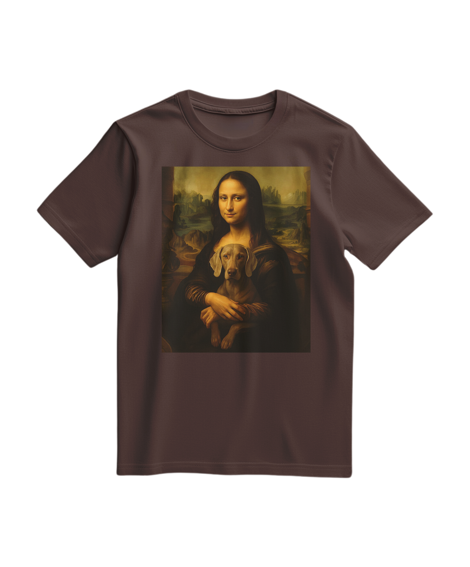 Camalestore T-shirt Mona Wei em cor castanho, com estampa e design casual, feito de material confortável, para uso diário.