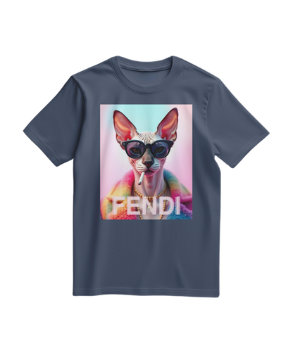 T-shirt azul escuro Camalestore com estampa de esfinge Prism, camiseta casual de algodão com design moderno.