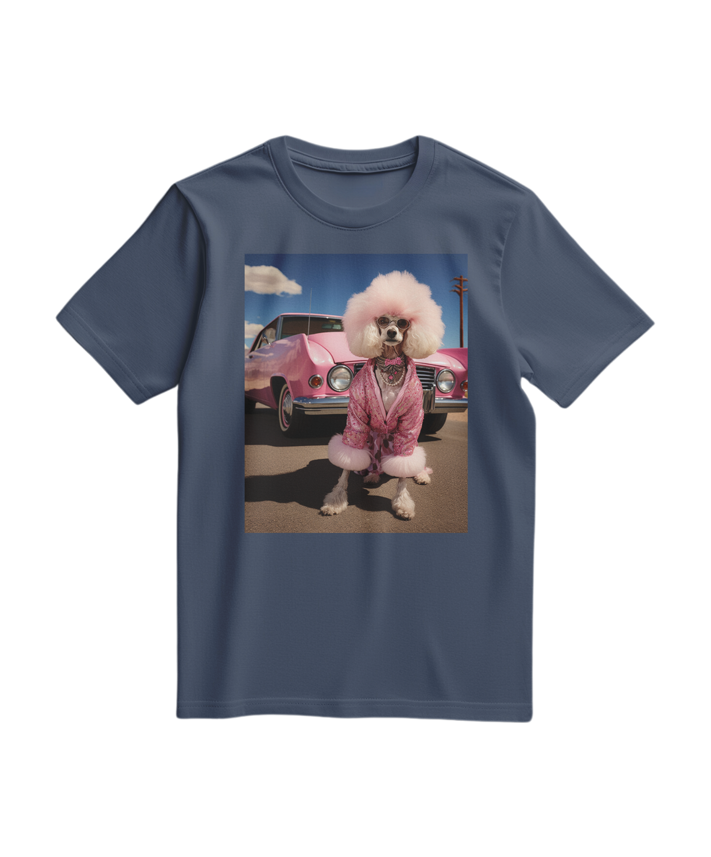 Camiseta Dream Ride da Camalestore em azul escuro, com estampa de sonho e design casual, vista frontal.