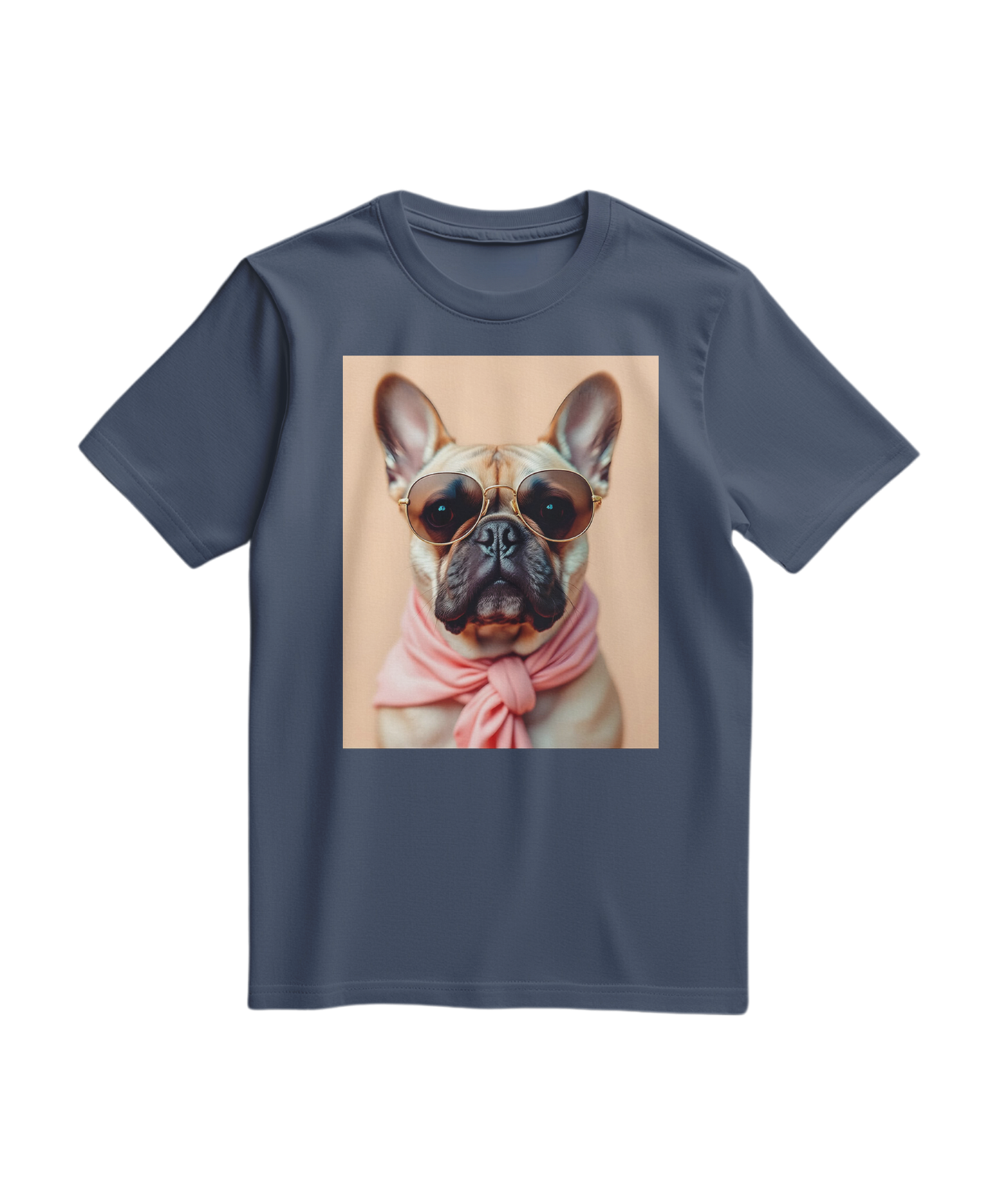 Camalestore T-shirt Royal Muse azul escuro, confortável, com estampa moderna, vista frontal em tecido macio e de alta qualidade.
