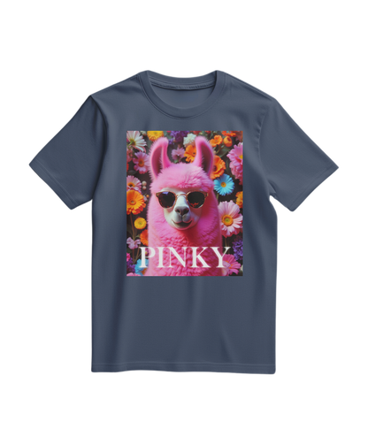 Camiseta rosa Llama Studio da Camalestore, com estampa de lhamas, vista frontal, tecido leve e confortável.