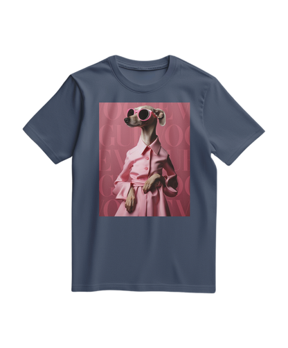 Camalestore T-shirt Skinny Pinky azul profundo, modelo de manga curta com design simples e confortável, em tecido leve.