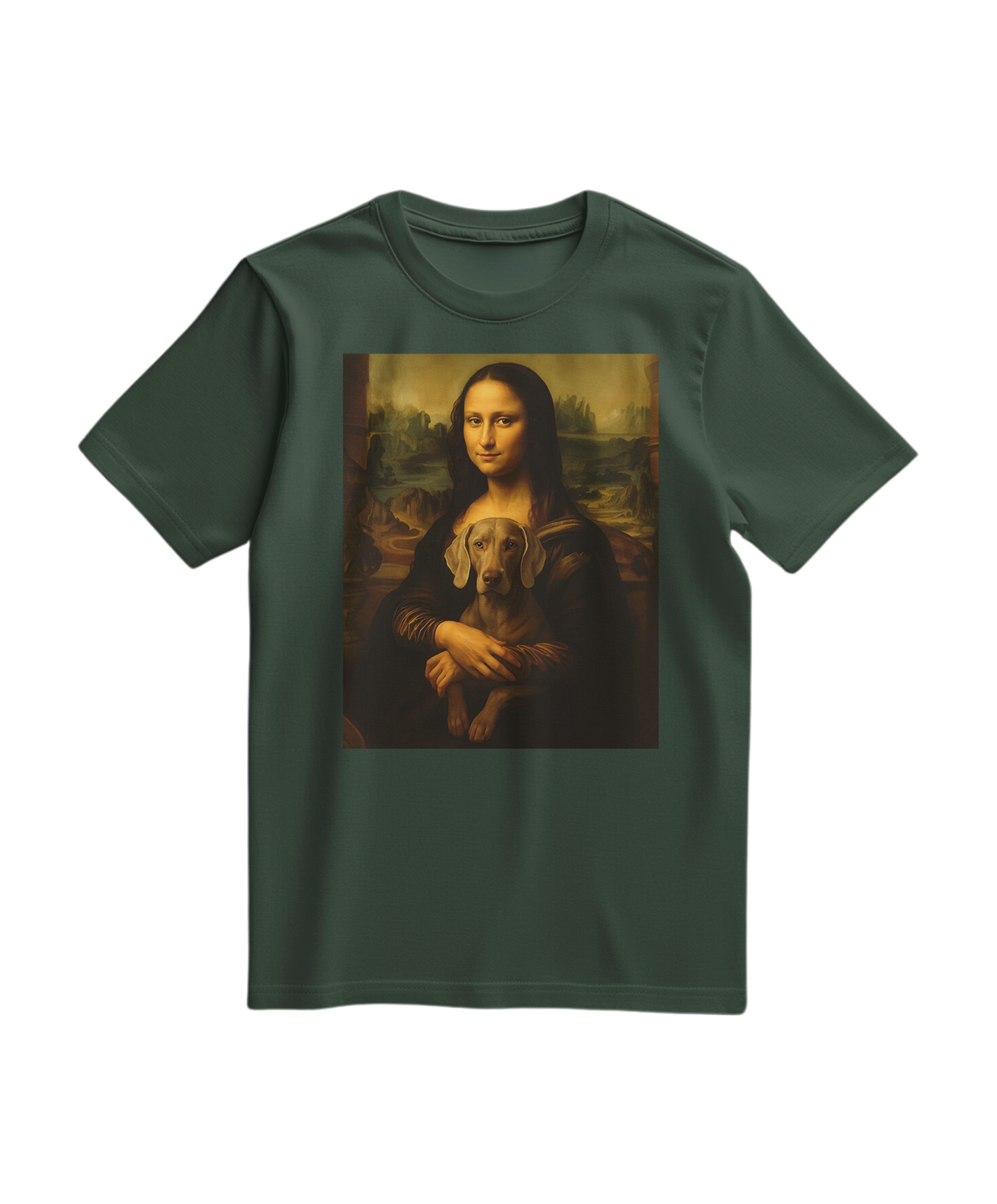 Camiseta Mona Wei em verde floresta, estilo casual, feita pela marca Camalestore, com design simples e confortável.