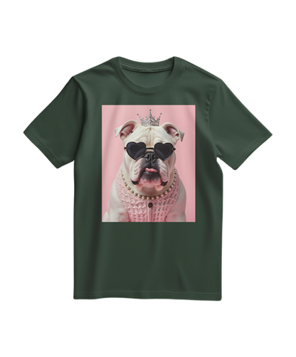 Camiseta Diva Dog Elite verde floresta da marca Camalestore, vista frontal com estampa divertida e detalhes em destaque.