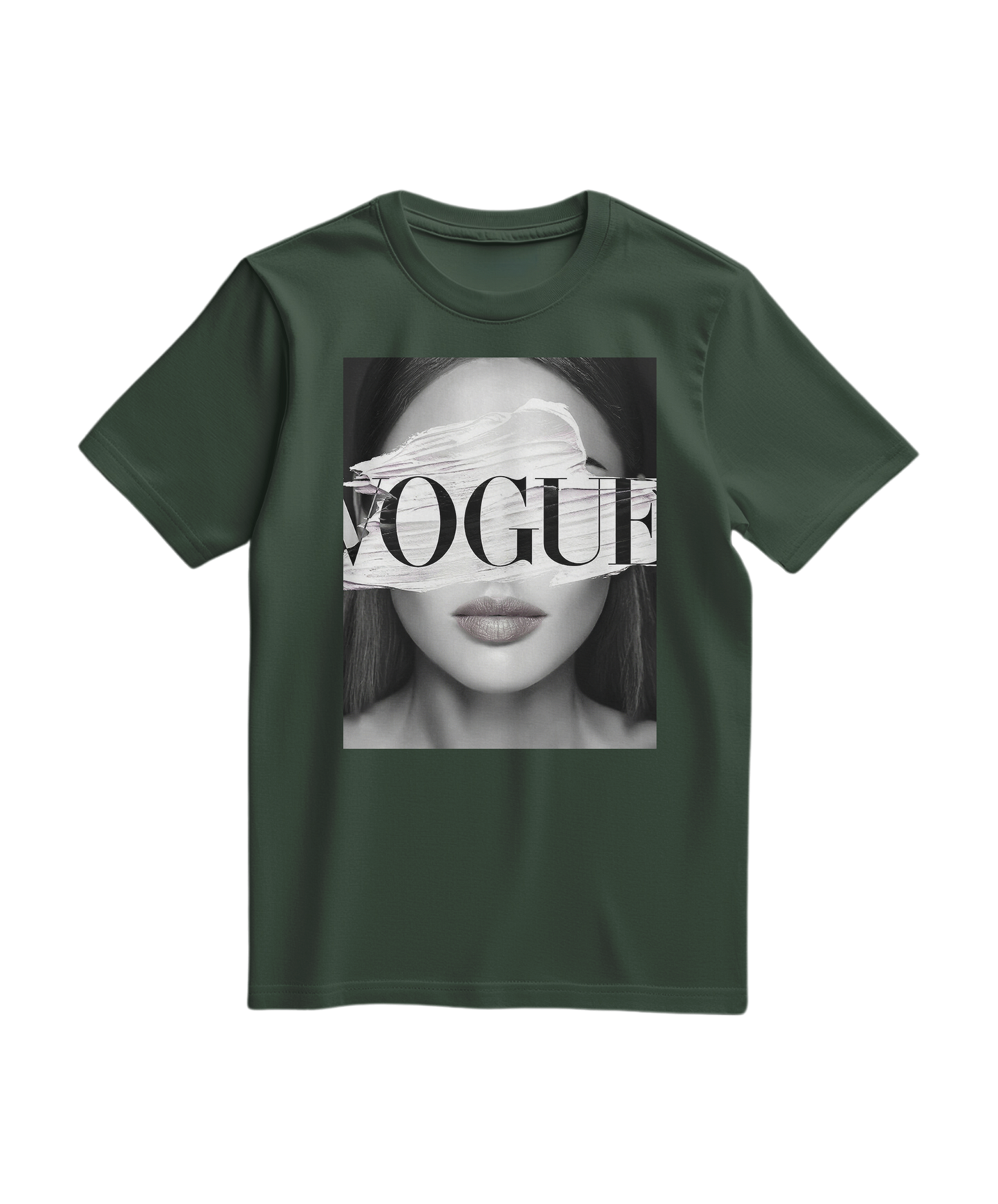 Camiseta verde com estampa de olhos V, modelo casual da marca Camalestore, vista frontal com detalhes de design.