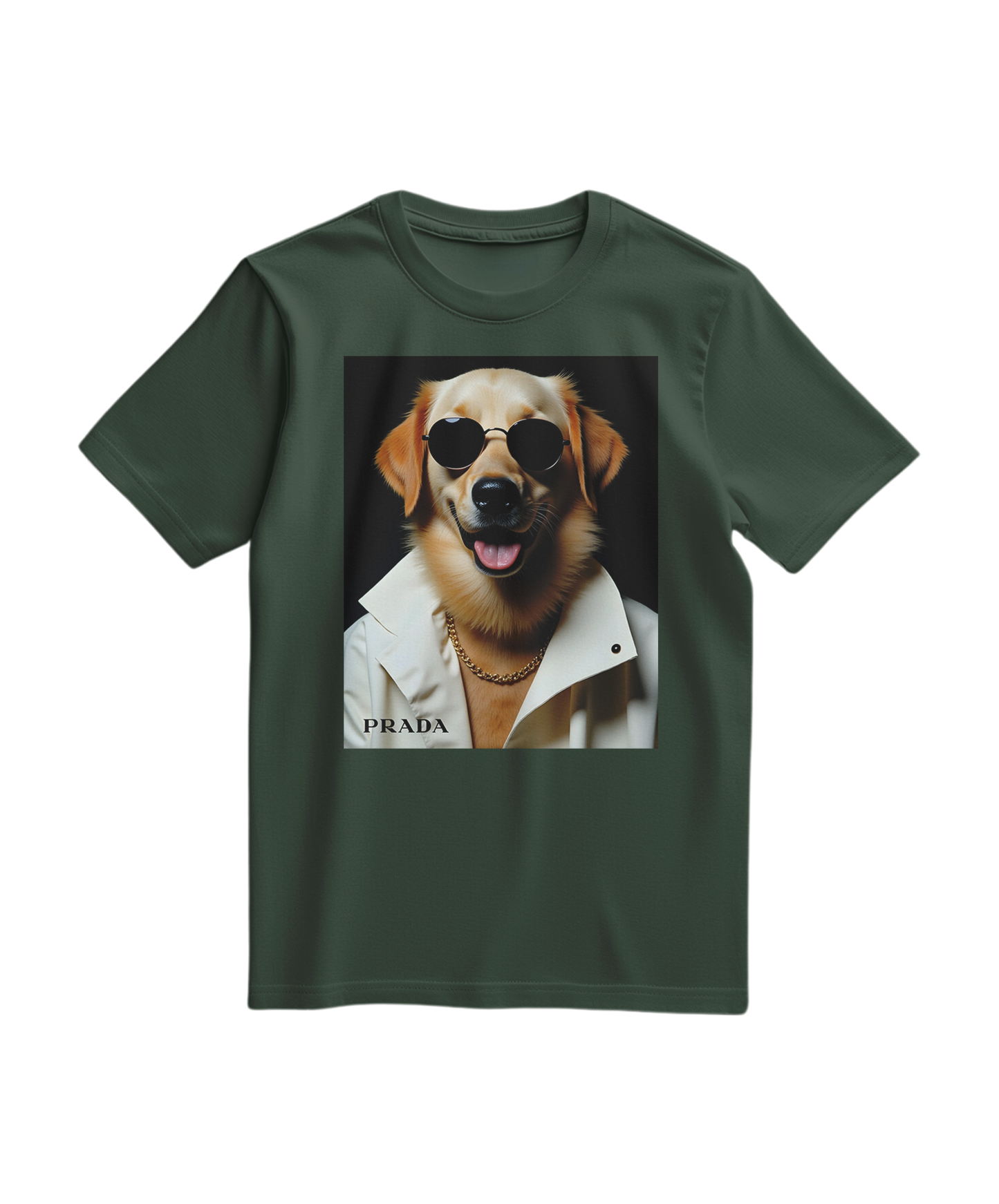 Camiseta verde floresta Golden Style da Camalestore, exibe design casual de manga curta e tecido confortável.