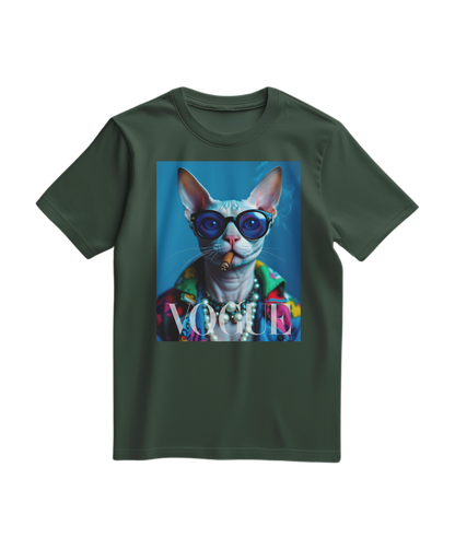 Camiseta Neo-Sphynx Studio verde floresta, camiseta casual de algodão com estampa moderna, na cor verde escura.