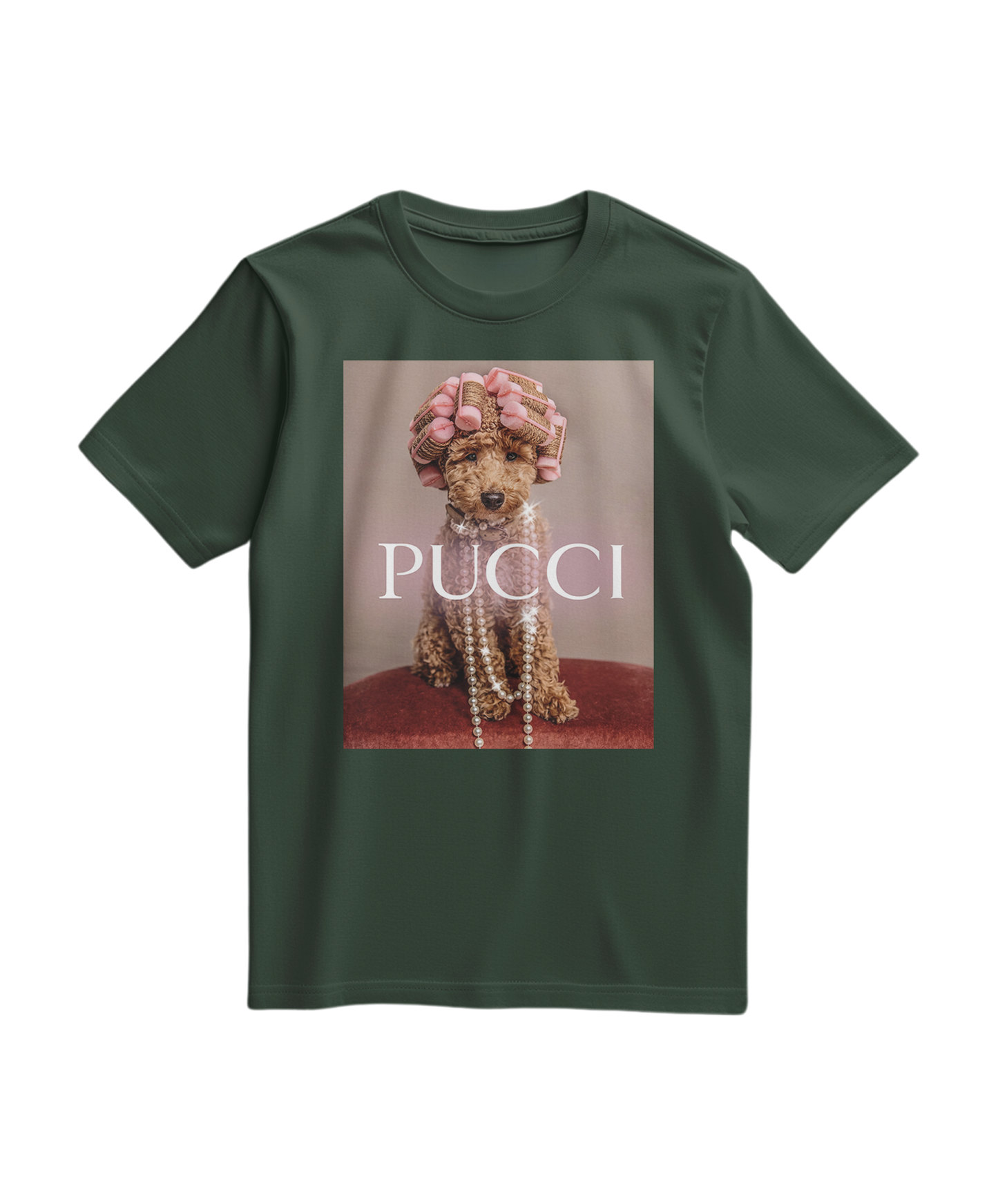 Camalestore T-shirt Poo Glam verde floresta, camiseta casual com estampa divertida, tecido confortável e estilo descontraído.