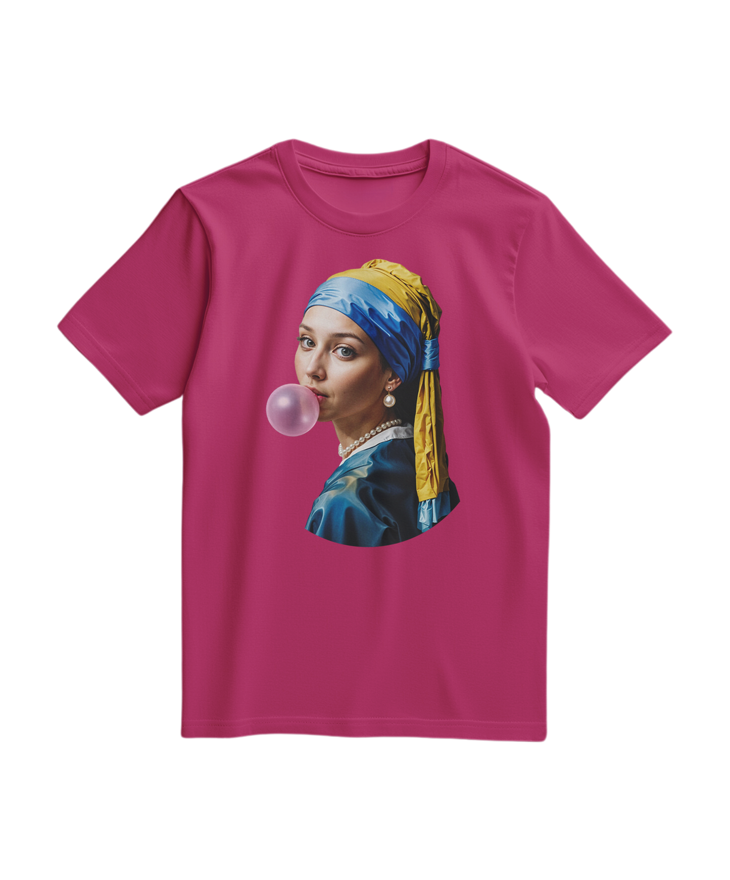 Camalestore T-shirt Pearl Bubble em cor fuscia, com design confortável e estilo casual, vista de frente.