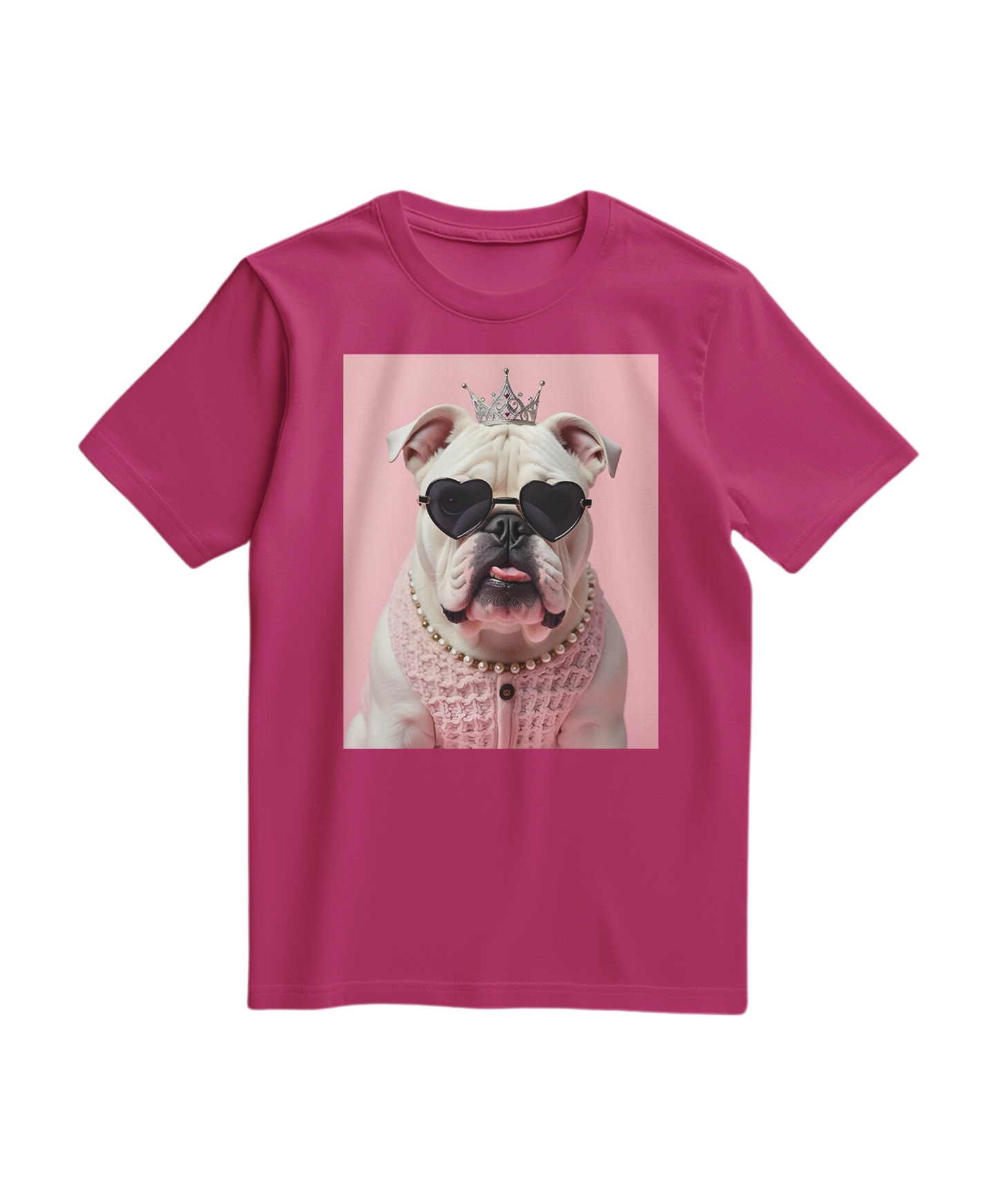 Camalestore T-shirt Diva Dog Elite em cor fúcsia, modelo com estampa de cachorro e ajuste confortável para uso casual.