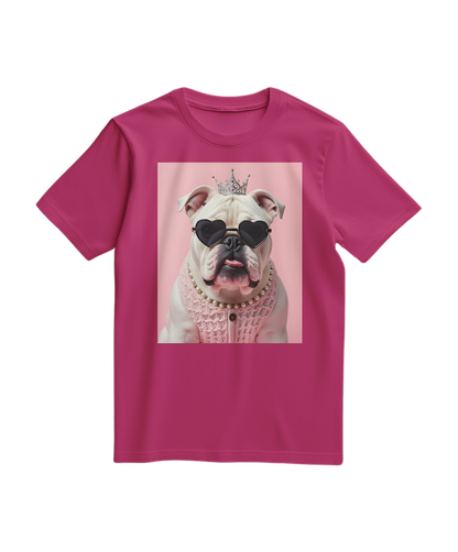 Camalestore T-shirt Diva Dog Elite em cor fúcsia, modelo com estampa de cachorro e ajuste confortável para uso casual.