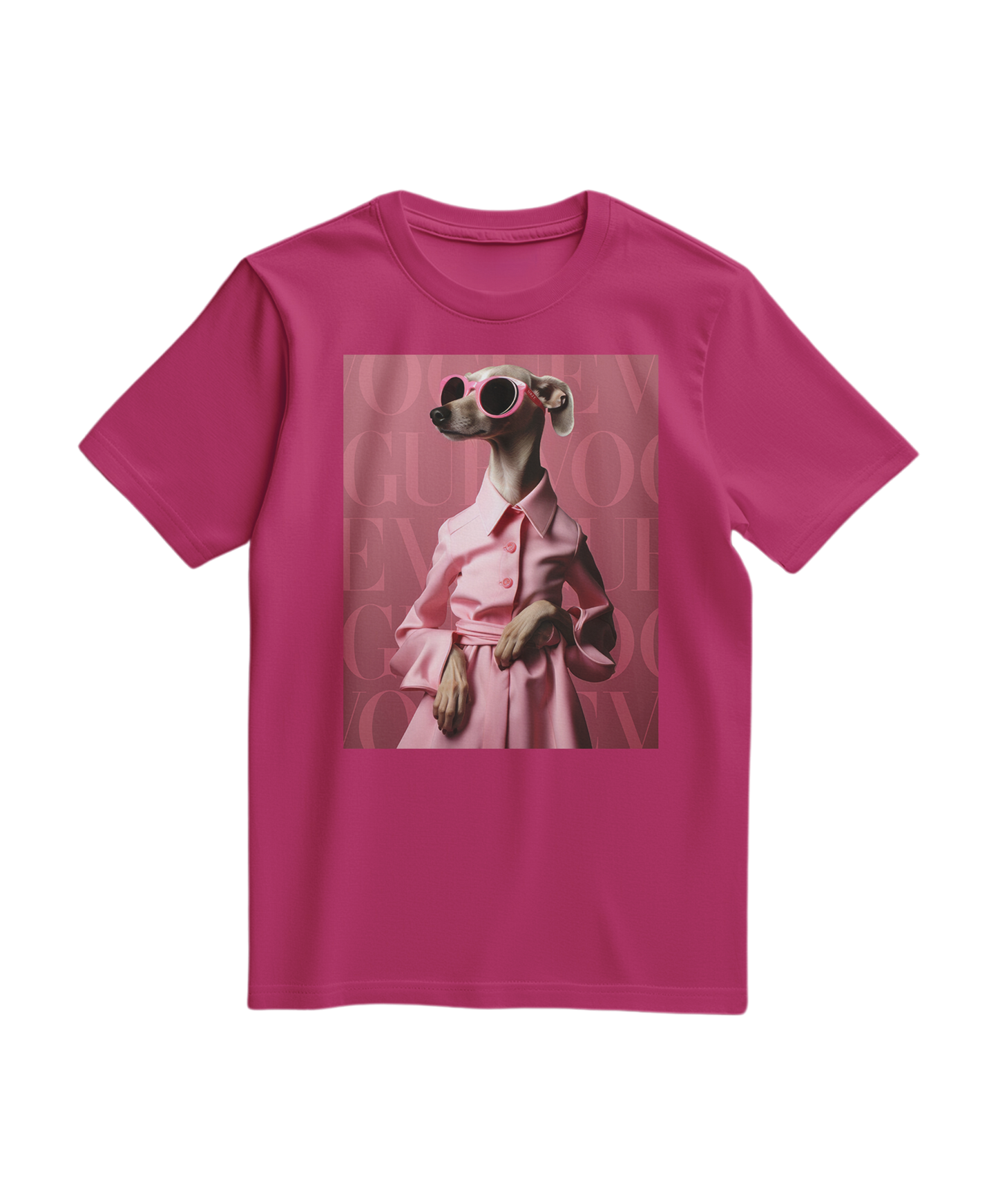 Camalestore T-shirt Skinny Pinky de cor fúcsia, camiseta ajustada de manga curta com detalhes na frente.