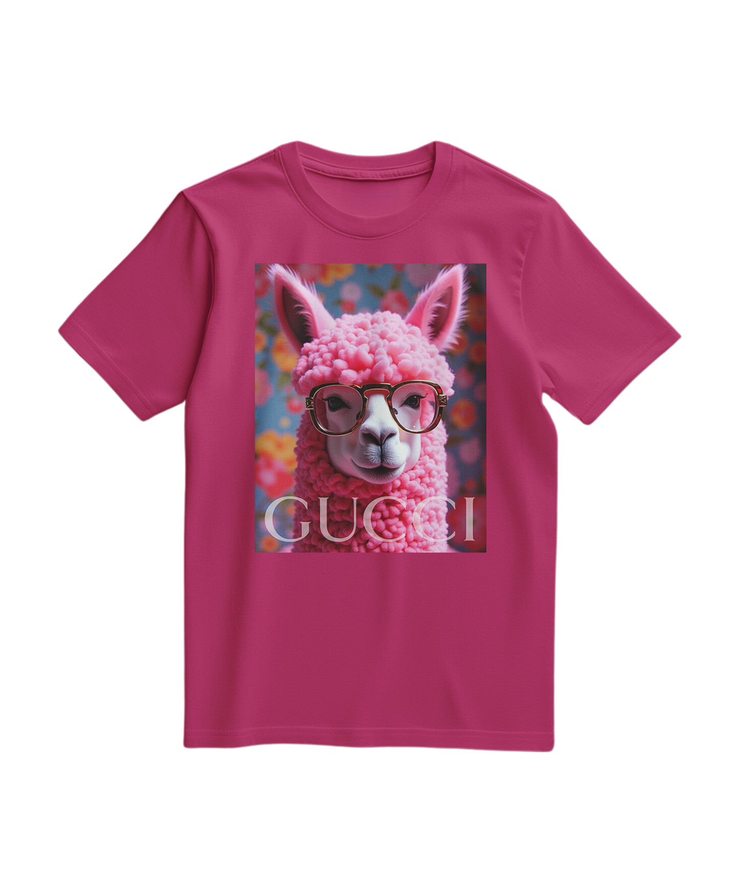 T-shirt Camalestore Alpaca Icon em cor fúcsia com design de alpaca na frente, tecido confortável e estilo casual.