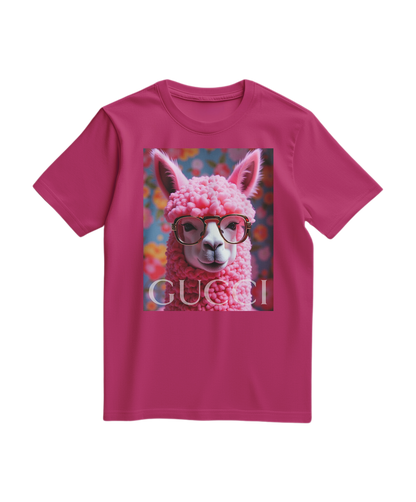 T-shirt Camalestore Alpaca Icon em cor fúcsia com design de alpaca na frente, tecido confortável e estilo casual.